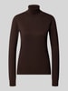 ICHI Slim Fit gebreide pullover van viscosemix model 'IHLULS' Donkerbruin