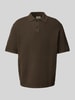 Redefined Rebel Regular Fit Poloshirt mit Strukturmuster Modell 'FERDINAND' Mittelbraun