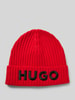 HUGO Czapka beanie z detalem z logo Czerwony