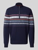 Fynch-Hatton Wollpullover mit Troyer-Kragen Marine