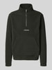 Jack & Jones Fleecepullover met kangoeroezak, model 'SOHO HALFZIP FLEECE' Olijfgroen