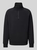 BOSS Green Sweatshirt mit Troyer-Kragen Modell 'Saggel' Black