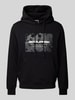 Jack & Jones Comfort Fit Hoodie aus Baumwoll-Mix mit gummiertem Print Modell 'AERO' BLACK