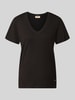 MOS MOSH Regular fit t-shirt met v-hals model 'Dala' Zwart