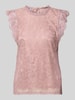 PIECES Shaped Fit Blusentop mit Spitzenbesatz Modell 'OLLINE' Altrosa