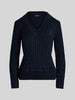 Lauren Ralph Lauren Sweter o kroju regular fit z mieszanki bawełny z wyhaftowanym logo Granatowy