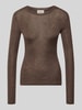 Weekend Max Mara bluzka z długim rękawem o kroju slim fit z mieszanki wełny i jedwabiu model 'PATTO' Ciemnobrązowy