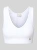 Calvin Klein Jeans Bralette mit Label-Patch und V-Ausschnitt Weiss
