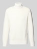 Tom Tailor Denim Regular Fit Rollkragenpullover aus reiner Baumwolle Offwhite