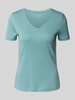 Christian Berg Woman T-Shirt mit geripptem V-Ausschnitt Aqua