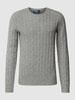 Polo Ralph Lauren Kaschmirpullover mit Zopfmuster Modell 'CABLE' Mittelgrau meliert