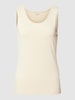 Christian Berg Woman Top met geribde ronde hals Zand