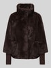 s.Oliver BLACK LABEL Imitatiebontjack met hoge opstaande kraag Donkerbruin