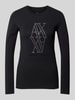 ARMANI EXCHANGE Shirt met lange mouwen en strass-steentjes Zwart