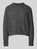 Pieces Regular Fit Strickpullover mit Wollanteil Modell 'NATHERINE' Anthrazit