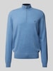 Fynch-Hatton Strickpullover mit Troyer-Kragen Hellblau