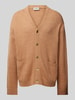 Carhartt Work In Progress Gebreid jack met knoopsluiting en steekzakken, model 'MERTON' Beige