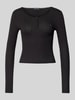 Tommy Jeans Longsleeve Henley-Shirt mit Rippstruktur Black