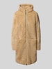 camel active Mantel aus Teddyfell mit Kapuze und Zweiwege-Reißverschluss Beige