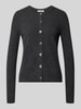 Christian Berg Woman Cardigan van wol met ronde hals Donkergrijs gemêleerd