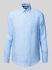 Christian Berg Men Regular Fit Leinenhemd mit Button-Down-Kragen Bleu