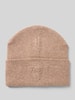 Knowledge Cotton Apparel Beanie mit Label-Detail Sand Melange