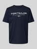 Tom Tailor Regular Fit T-Shirt aus reiner Baumwolle mit Label Print Marine