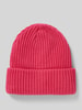 Pieces Beanie van ribtricot met omslag, model 'HEXO' Lichtroze