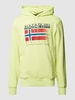 Napapijri Hoodie met labelprint, model 'B-KREIS' Neongeel gemêleerd