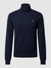 Gant Rollkragenpullover mit Label-Stitching aus Baumwoll-Woll-Mix Marine