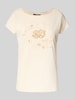 Lauren Ralph Lauren T-Shirt mit geripptem U-Boot-Ausschnitt Modell 'GRIETA' Offwhite Melange