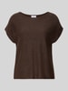 COMMA Strickshirt aus Viskose-Mix mit Rundhalsausschnitt Dunkelbraun