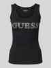 Guess Tanktop mit Logo und Ziersteinbesatz BLACK