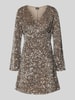 Pieces Sukienka mini cekinowa z aksamitu model ‘KAM’ Szarobrązowy
