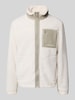 Jack & Jones Fleecejacke mit Stehkragen und Brusttasche Modell 'SOHO' Offwhite