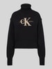 Calvin Klein Jeans Sweter z dzianiny z golfem model ‘CHENILLE’ Czarny