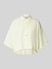 VILLA SOPHIE Korte blouse van een mix van linnen en katoen, model 'Quinn' Lichtgeel