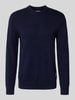 Matinique Gebreide pullover van lamswol met ronde hals Marineblauw