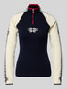 Dale of Norway Gebreide pullover van wol met ritssluiting, model 'Geilo' Marineblauw