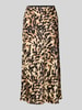 YAS Körpernaher Midirock mit Allover-Print Modell 'YASPELLA' Hellbraun