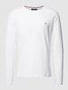 Tommy Hilfiger Slim Fit Longsleeve mit Label-Stitching Weiss