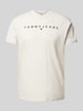 Tommy Jeans T-shirt met labelprint Offwhite gemêleerd