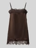 VERO MODA relaxed fit top met kant model 'CHARM LACE SINGLET' Chocoladebruin