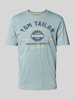 Tom Tailor Regular Fit T-Shirt aus reiner Baumwolle mit Label-Print Hellgruen