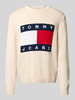 Tommy Jeans Regular fit gebreide pullover van zuiver katoen Offwhite gemêleerd