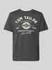 Tom Tailor Regular Fit T-Shirt aus reiner Baumwolle mit Label Print Anthrazit