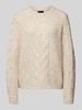 Pieces Gebreide pullover met kabelmotief, model 'NINA' Offwhite