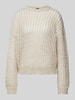 Stefanel Gebreide pullover met broderie anglaise Zand