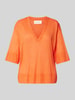 MSCH Copenhagen Strickshirt mit V-Ausschnitt Modell 'Kobra' Orange
