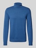 Christian Berg Men Rollkragenpullover mit Woll-Anteil und Label-Stitching Jeansblau Melange